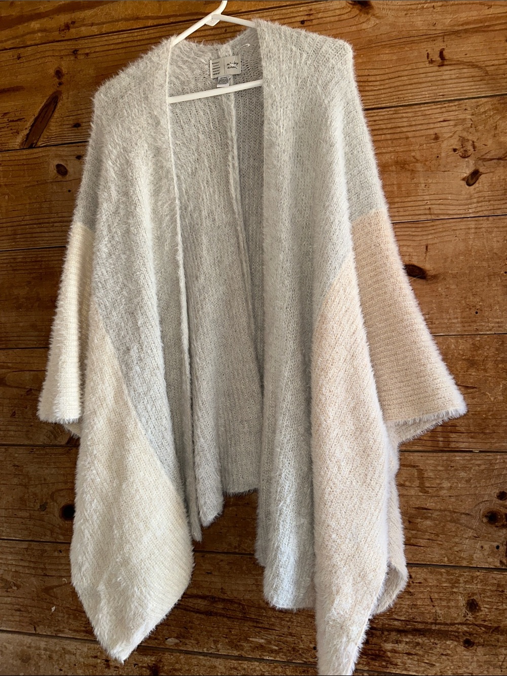 Anthropologie Saturday Sunday Cozy Neutral Colorblock Open Front Women's Sweater